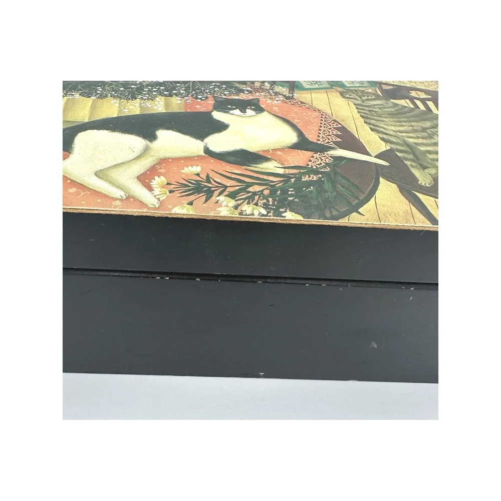 Signed Vintage 1980 K Michiko Musical Jewelry Box Cats Memory Song Japan B352/A